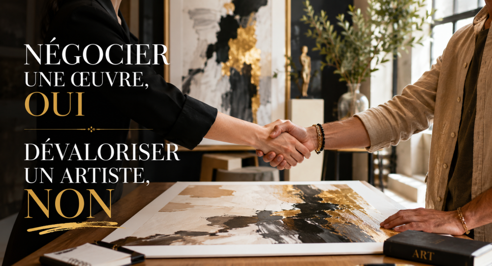 Negotiating the price of a work of art, yes. Belittling an artist, no